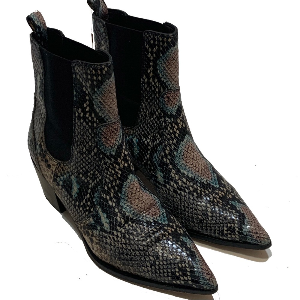 7 / PAIGE Ankle Booties with Snakeskin Texture